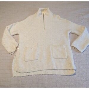 Sleeping On Snow Anthropologie Cream Knit 1/2 Zip Pullover Sweater Women's Small